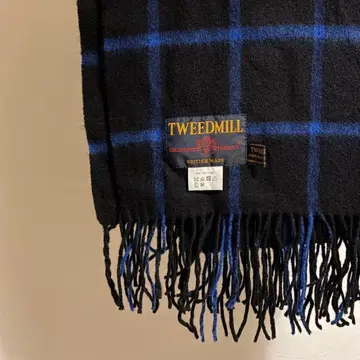TWEEDMILL 울 머플러 블랙과 파랑 체크