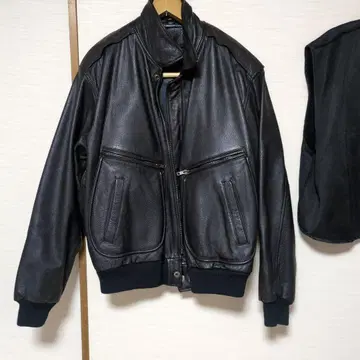 UNITED WORKERS 블랙 가죽 자켓
