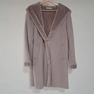 유니클로 후드 부착 그레이 롱 코트