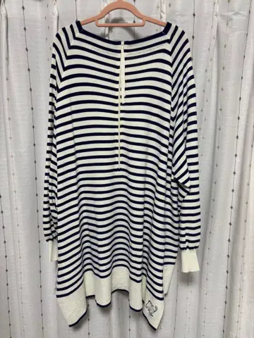 스트라이프 긴팔 T셔츠 L 사이즈 고양이 자수