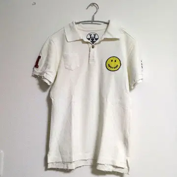 HORNG.M.T 화이트 피케 셔츠 스마일리 페이스