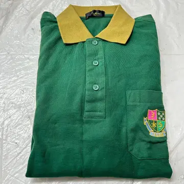 남성용 피케 셔츠 긴팔 그린 EL 사이즈 원포인트 자수 가슴 포켓