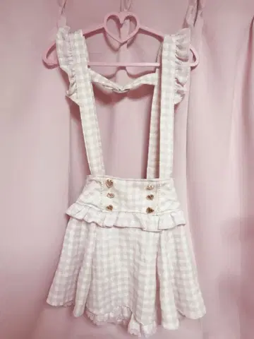 LIZLISA 깅엄 체크 치마바지 핑크