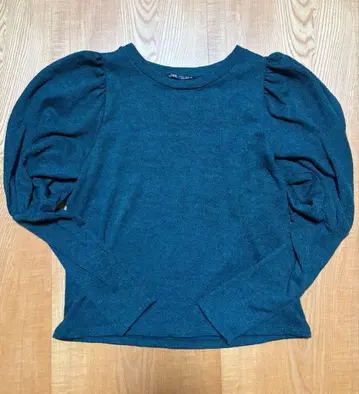 ZARA 자라 그린 니트 퍼프 슬리브 L 사이즈
