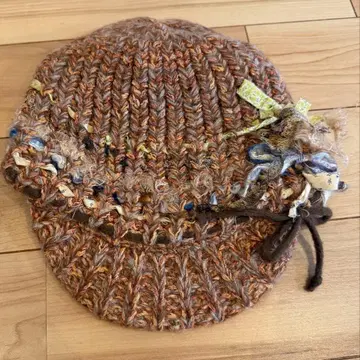 택 포함 새상품 CA4LA 카시라 니트 헌팅 캡 오렌지 리본 컬러풀