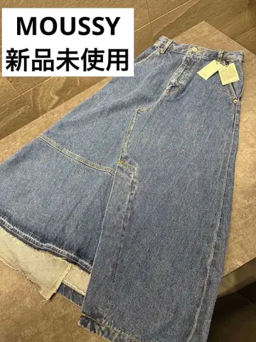 MOUSSY 데님 롱 스커트 블루