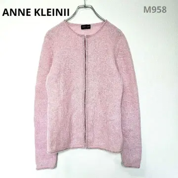 언클라인 니트 가디건 M 핑크 긴팔 모헤어 울 고급스러운 가을/겨울