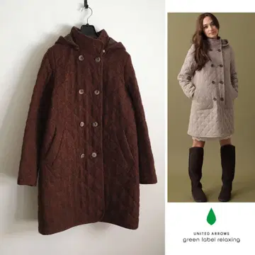 유나이티드 애로우즈 셰틀랜드 울 퀼팅 멜란지 컬러 코트