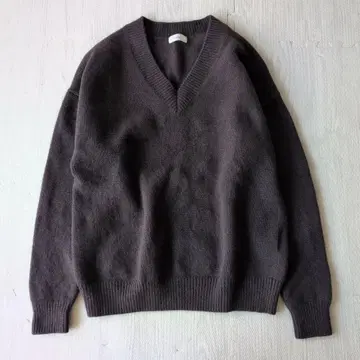 새상품급 이에나 AQUAV 넥 풀오버 캐시미어 혼방 니트 브라운 따뜻한