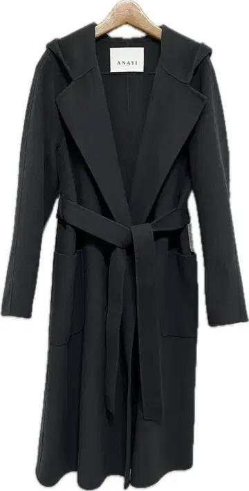 ANAYI 차콜 후드 부착 코트