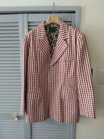 레어 JUNIOR GAULTIER 깅엄 체크 패턴 자켓 레오파드