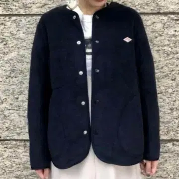단톤 노카라 플리스 가디건 자켓 38 네이비