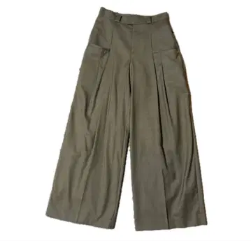 CITYSHOP 올리브 그린 하이웨스트 와이드 팬츠