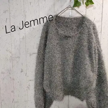 오버 사이즈 라메 샤기 그레이 스웨터 긴팔