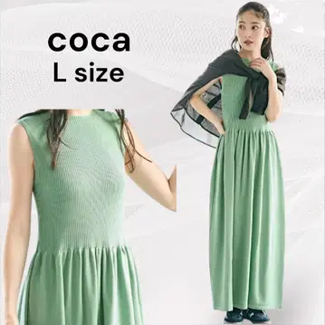 코카 슬리브리스 맥시 길이 원피스 L 그린 썸머 리브 니트