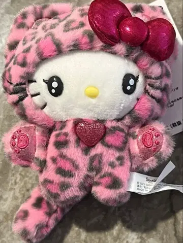 산리오 헬로키티 마스코트 홀더 갸루 고양이 새상품 키티 인형 표범 무늬