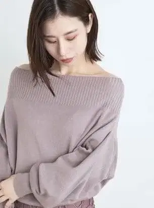 FRAY I.D 보트넥 오프숄더 니트 풀오버