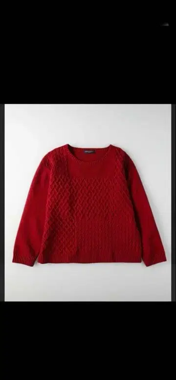 빨간색 케이블 니트 긴팔 스웨터 세탁 가능하고 가벼운 포근한 니트 레드