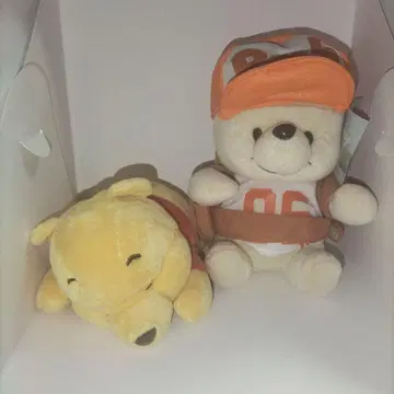 곰돌이 푸 2체 세트 쌔근쌔근 누워있는 모자