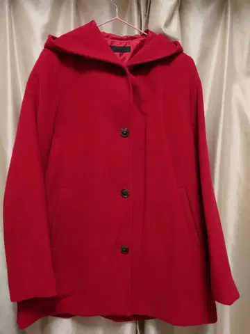 UNIQLO 후드 부착 빨간색 롱 코트 미사용 새상품