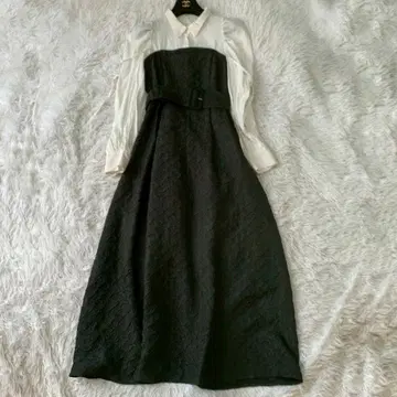 dazzlin 블라우스 레이어드 자카드 원피스 롱