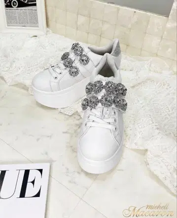 michellMacaron 미셸 마카롱 통굽 비쥬 스니커즈 S 사이즈