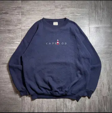 [90's] TULTEX 자수 프린트 맨투맨 네이비 L 사이즈