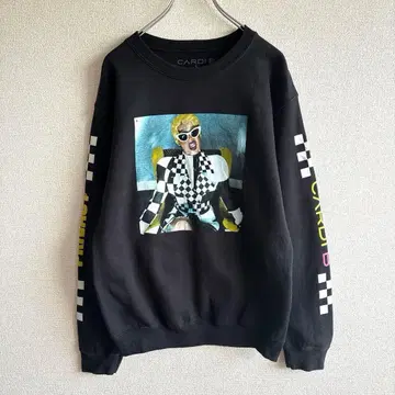 Cardi B 포토 프린트 힙합 래퍼 스트릿 블랙 S