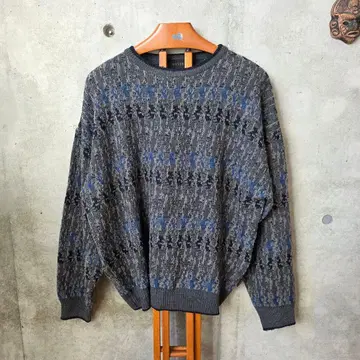 90s USA 구제 의류 jantzen 총 패턴 니트 XL 박스 그레이