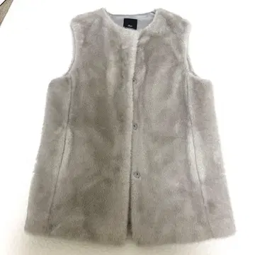 SHIPS primary navy label 인조 모피 베스트 베스트