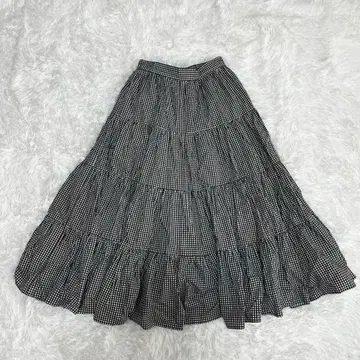 [ 스나이델 ] 깅엄 체크 볼륨 플레어 스커트 안감 포함 면 100%