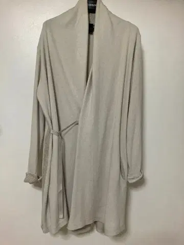 라이트 그레이 롱 코트 허리 리본 포함