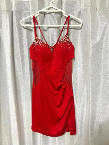 JEWELS 레드 비쥬 드레스 M