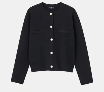 플라스테 레이온 블렌드 펄 버튼 가디건 블랙 M