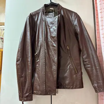 Paul Smith Jeans 브라운 가죽 싱글 라이더 자켓