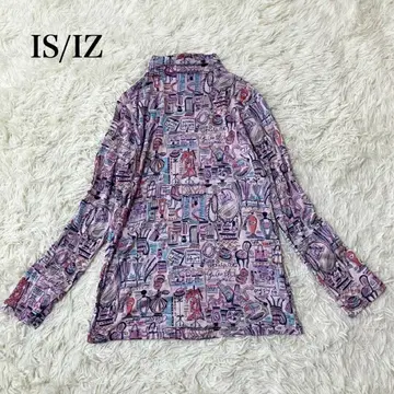 이즈 올 패턴 긴팔 하이넥 상의 개성있는 빈티지 레트로 일본제 고급