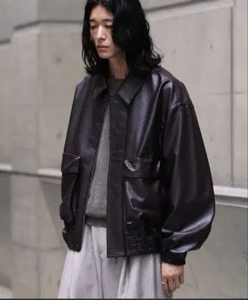 WYM ARTIFICIAL GRAIN SHORT BLOUSON 브라운