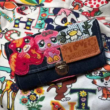 레트로 동물 와펜과 무당벌레 포켓 부착 대용량 장지갑