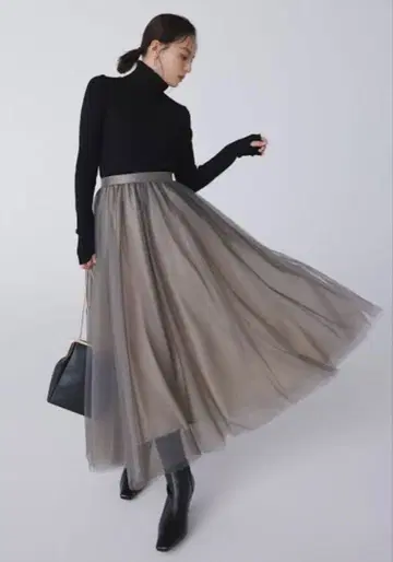 nuans 시어 볼륨 샤샤 스커트 그레이 M 사이즈