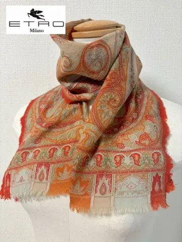 새상품급 ETRO 에트로 페이즐리 무늬 스톨 오렌지