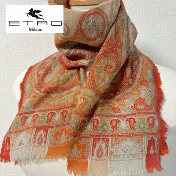 새상품급 ETRO 에트로 페이즐리 무늬 스톨 오렌지