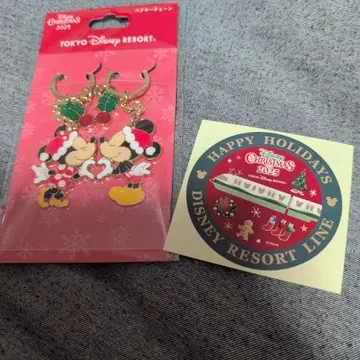 디즈니 2025 크리스마스 페어 키체인 미키 미니 와 씰