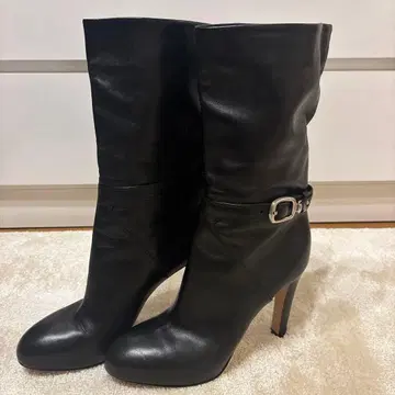 지안비토 로시 블랙 가죽 롱 부츠 버클 포함