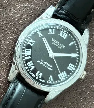 빈티지 VIALUX 수동 와인딩 시계 남성용 손목시계 블랙