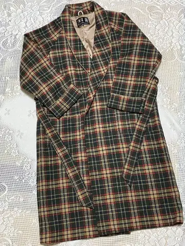 DAKS 체크 무늬 가운 롱 코트