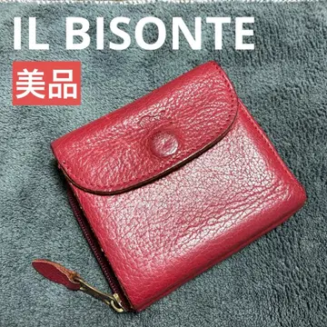 새상품급 IL BISONTE 접이식 지갑 레드