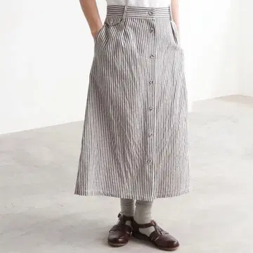 뷔르데사봉 스커트 히코리 린넨 면 코튼 A라인