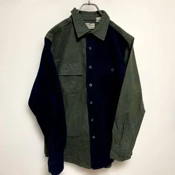 바이컬러 플란넬 셔츠 그레이 네이비