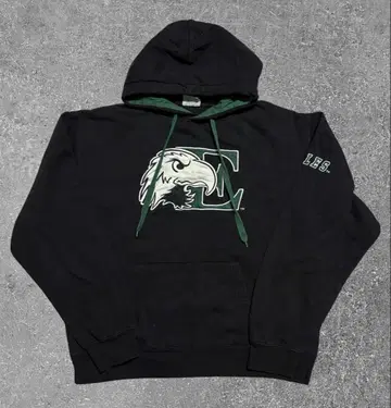 90s 이스턴 미시간 대학교 후드티 블랙 그린 L