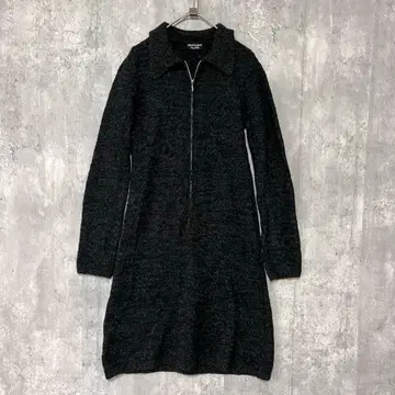 NICE CLAUP 니트 울 원피스 카라 부착 A라인 뷰티풀 고급